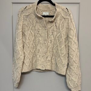 Lucky Brand Beige Cable Knit Cardigan
